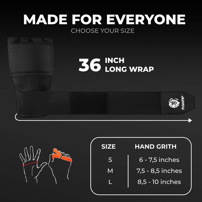 FIGHTR ® Premium Gel Inner Gloves - Quick Wrapping & More Stability | Gel Hand Wraps for Boxing, MMA, Muay Thai, & Martial Arts | with Long Wrist Wrap - Image 2